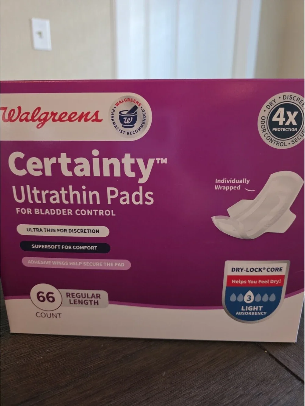 Lot Of 2! Walgreens Certainty Ultrathin Bladder Cont Pads Light, 66 Ct, Regular